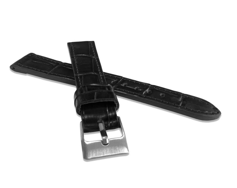 Černý prošitý řemínek LAVVU CROCO z luxusní kuže Top Grain - LSJUB22