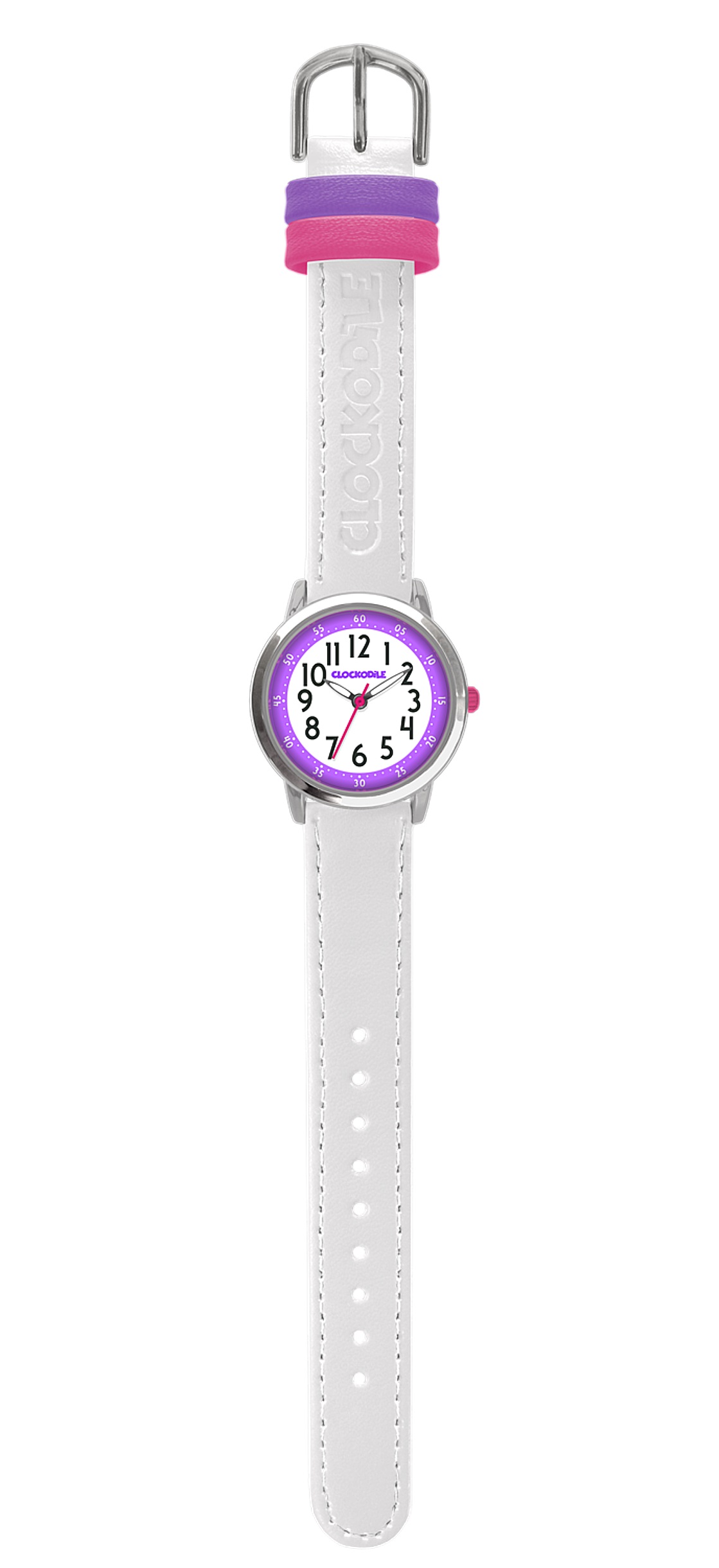 Stříbrné třpytivé dívčí hodinky s modrými vílami CLOCKODILE FAIRIES CWG5083