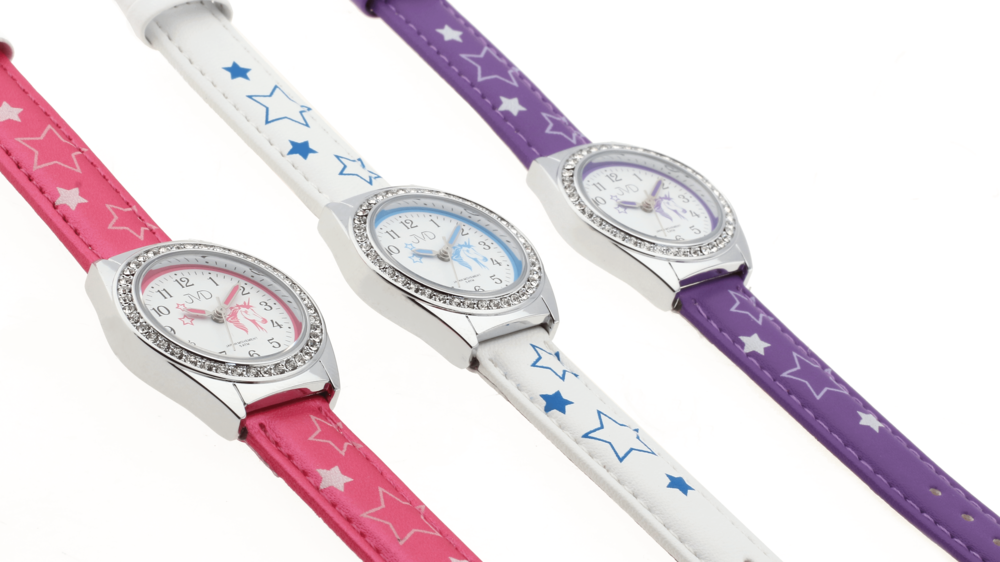 JVD Dětské růžové hodinky JVD J7117.10 s jednorožcem