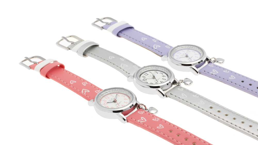 JVD Dětské náramkové dívčí růžové srdíčkové hodinky JVD J7201.2 SKLAD