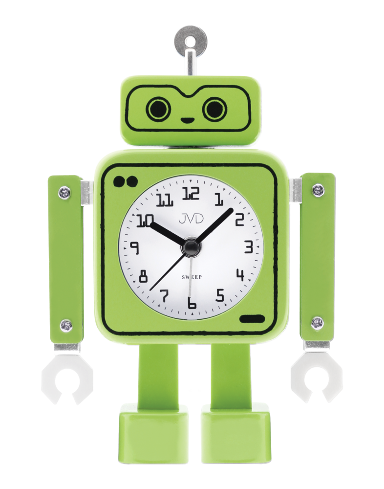 JVD Tichý zelený netikající dětský budík JVD ROBOT SRP2305.1