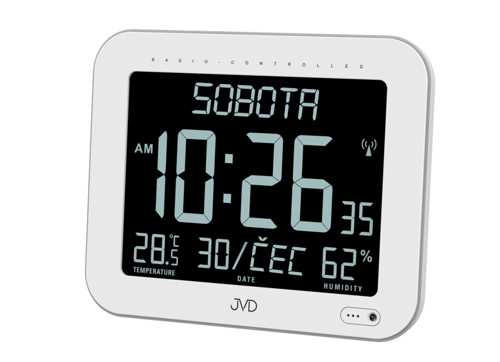 JVD Velké stříbrné rádiem řízené digitální hodiny JVD DH9362.1