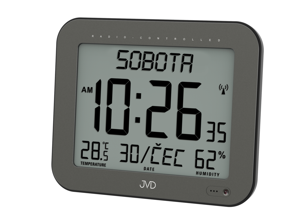 JVD Velké černé rádiem řízené digitální hodiny JVD DH9363.1