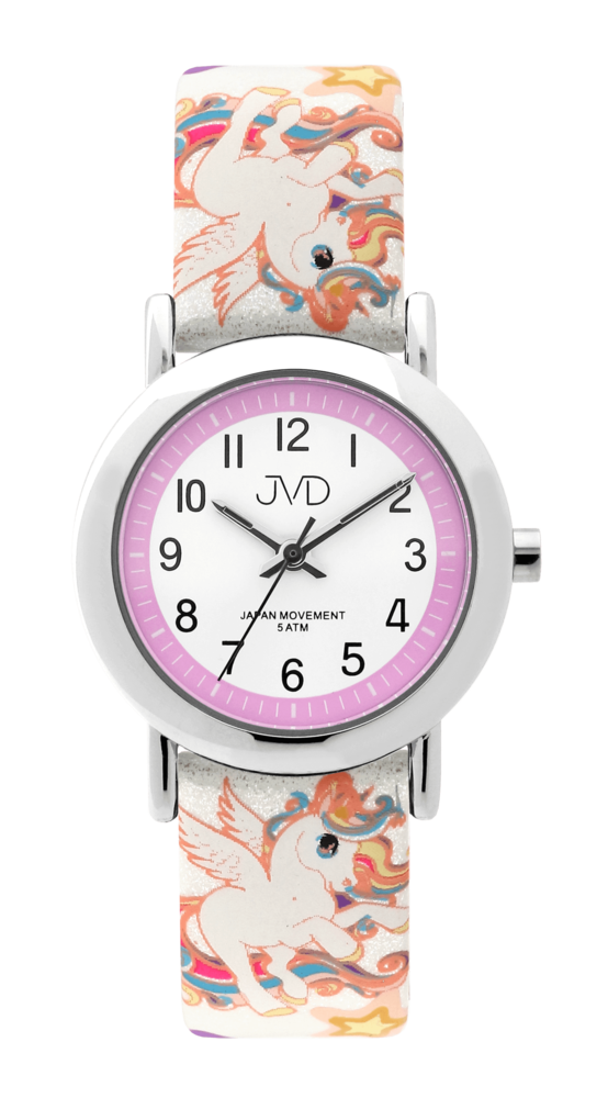 JVD Dětské růžové hodinky JVD J7179.8 s jednorožcem