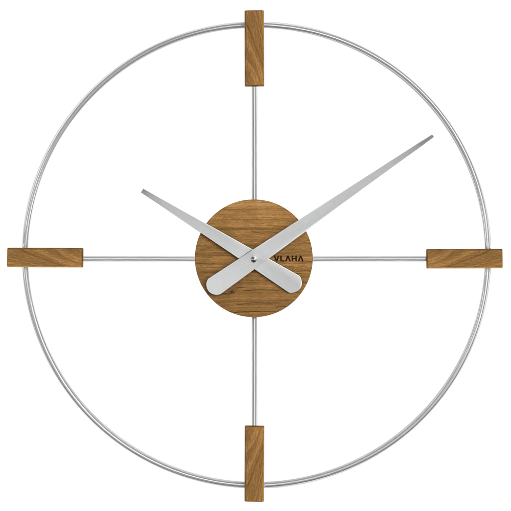 VLAHA Dřevěné stříbrné hodiny VLAHA STUDIO vyrobené v Čechách VCT1051
