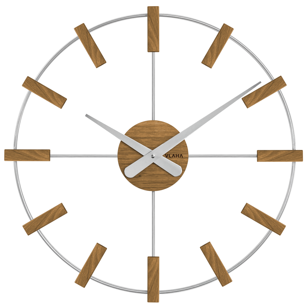 VLAHA Dřevěné stříbrné hodiny VLAHA STUDIO vyrobené v Čechách VCT1061