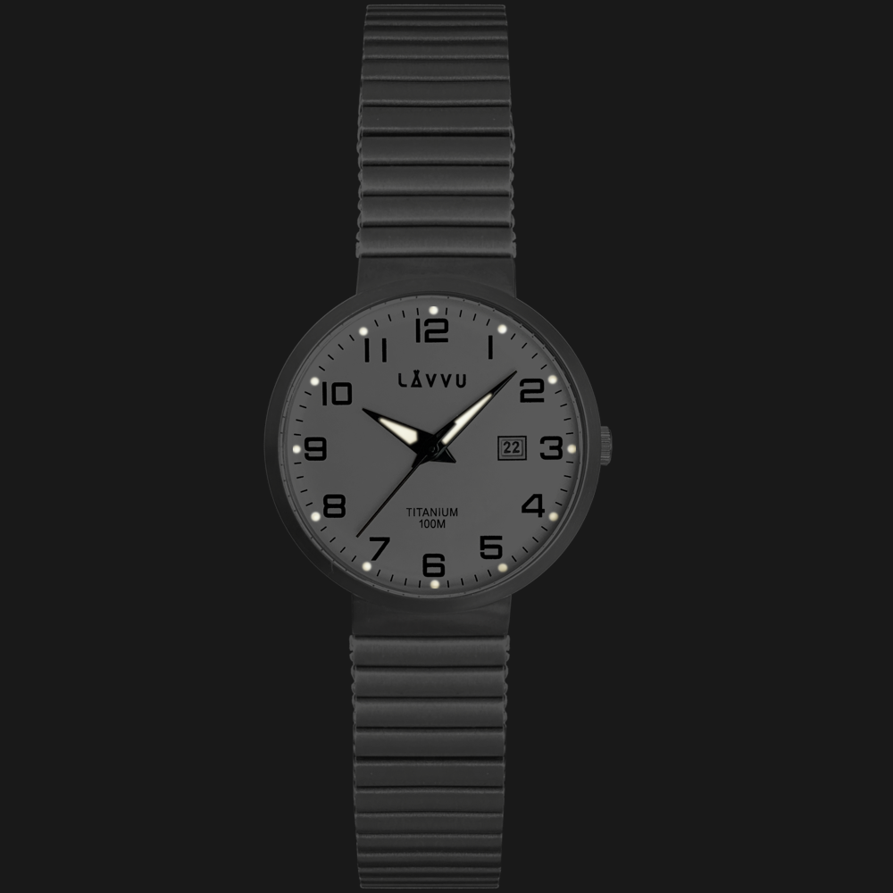 LAVVU Titanové pružné hodinky s vodotěsností 100M LAVVU LUNDEN Small White LWL5040