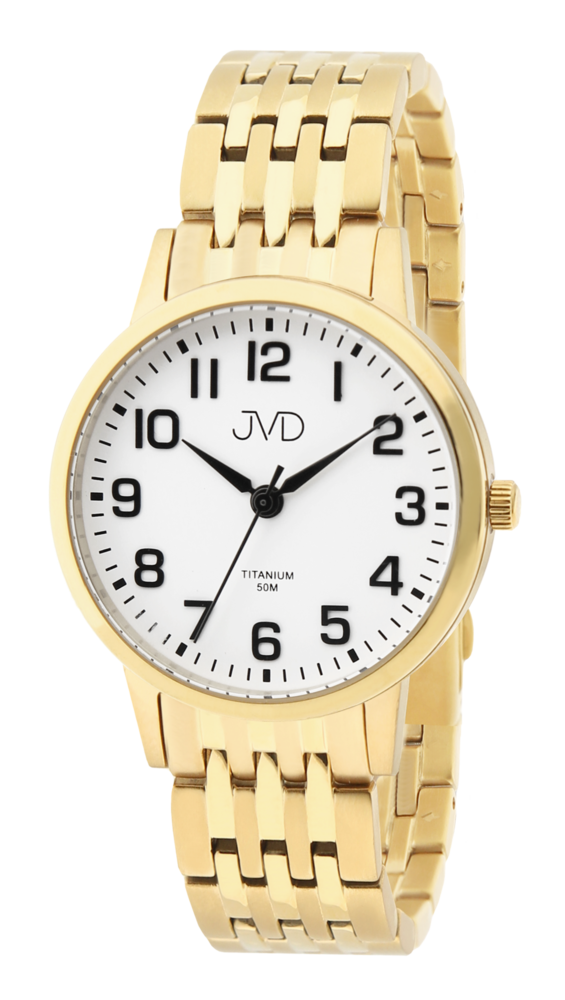 JVD Pánské náramkové zlacené  titanové antialergické hodinky JVD JE5001.3