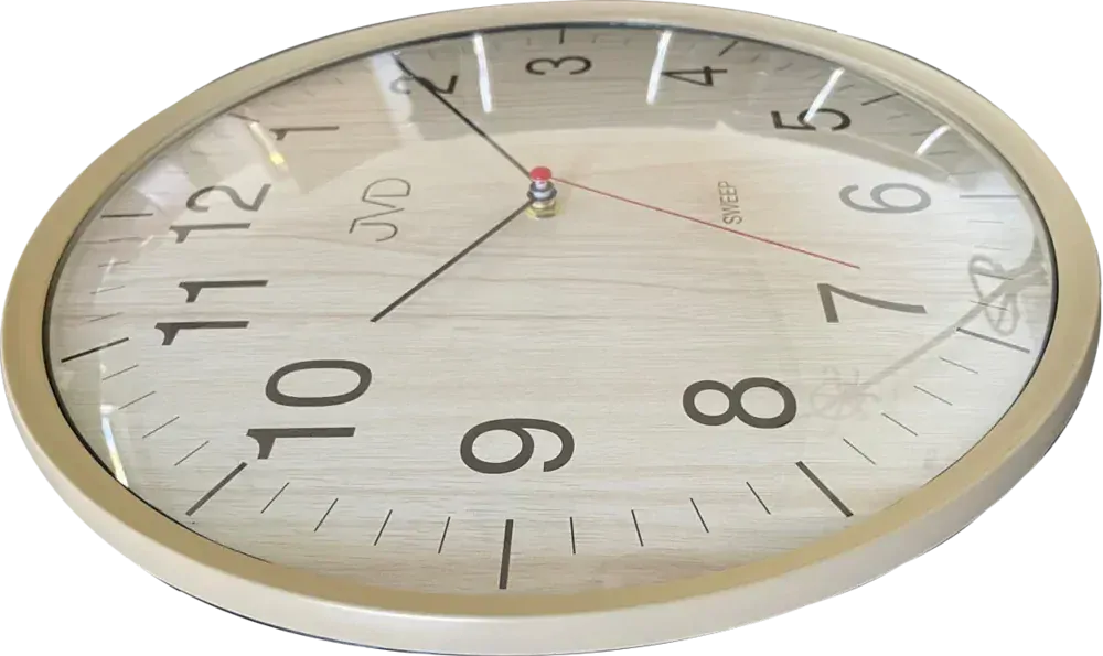 JVD Netikajcí analogové hnědé tiché nástěnné hodiny v imitaci dřeva JVD HA17.2