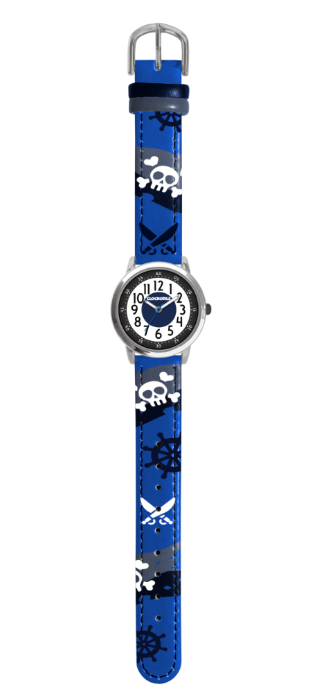 CLOCKODILE Dětské svítící modré chlapecké hodinky PIRÁTI CWB0060