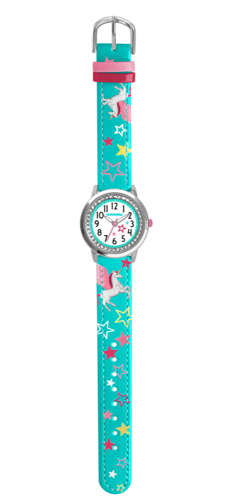 CLOCKODILE Modré tyrkysové dívčí dětské hodinky JEDNOROŽEC CWG5160