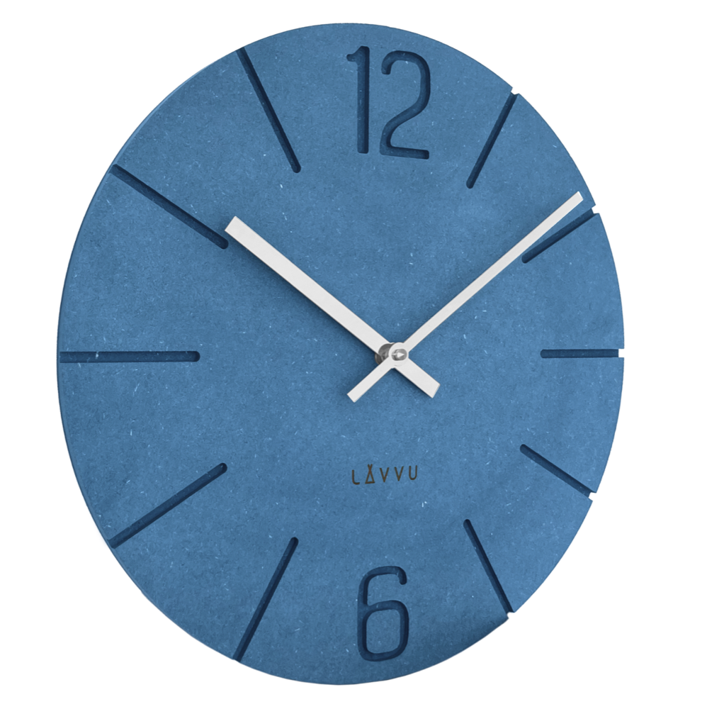 LAVVU Nástěnné modré hodiny Natur vyrobené v Čechách ⌀34cm LCT5022