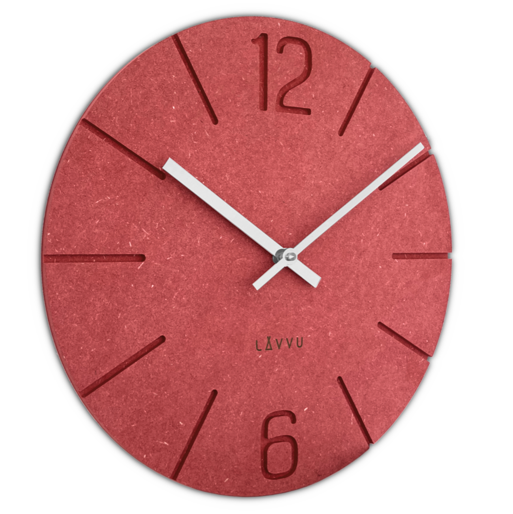 LAVVU Červené design hodiny Natur vyrobené v Čechách ⌀34cm LCT5023
