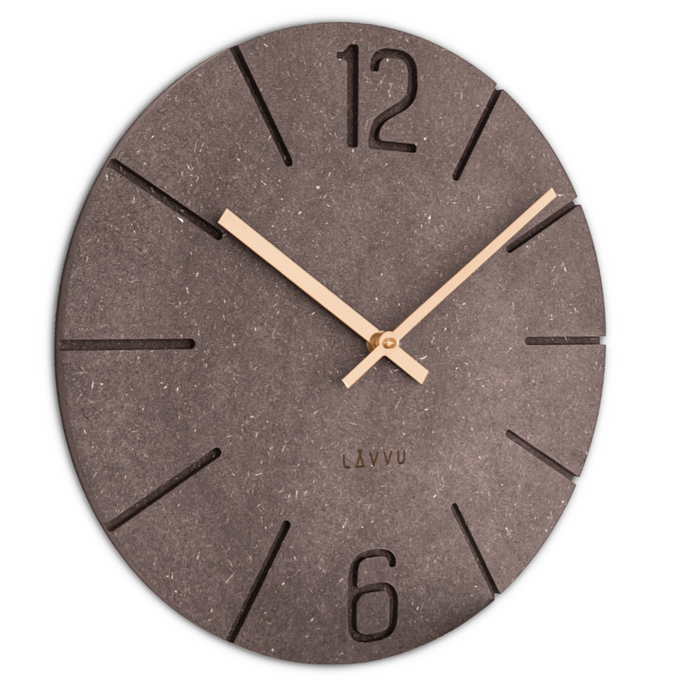 LAVVU Hnědé design hodiny Natur vyrobené v Čechách ⌀34cm LCT5024
