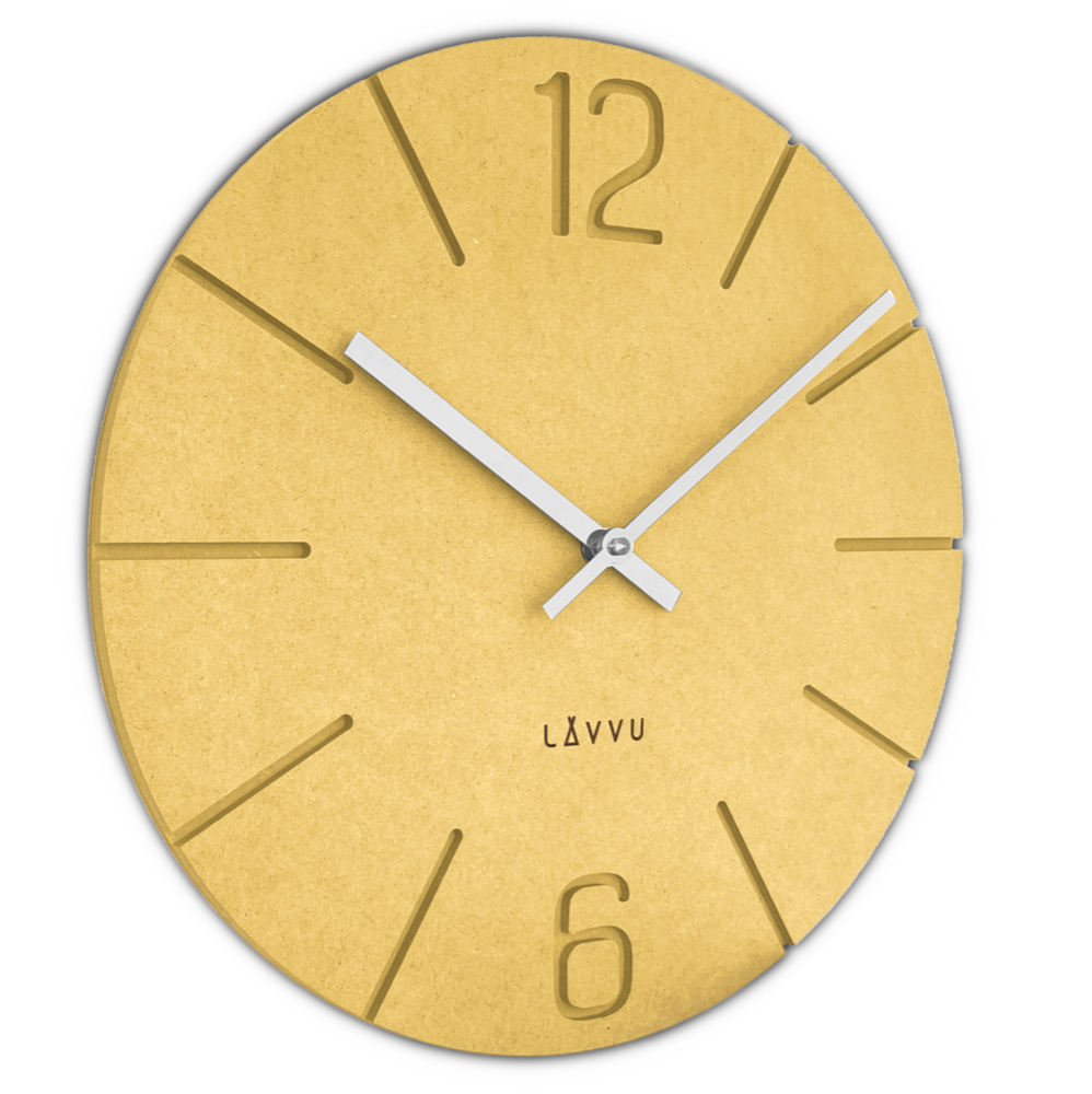 LAVVU Žluté nástěnné hodiny Natur vyrobené v Čechách ⌀34cm LCT5026
