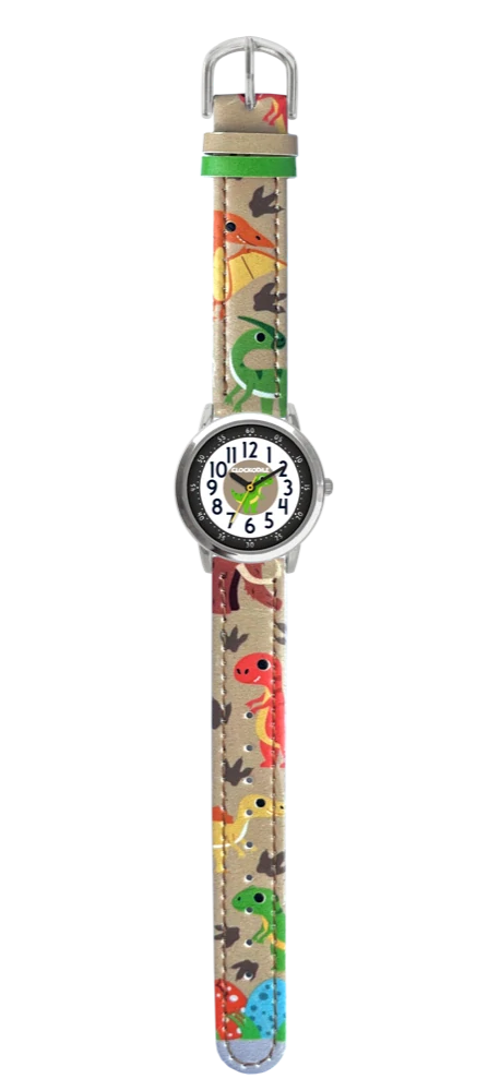 CLOCKODILE Dětské svítící béžové chlapecké dětské hodinky DINOSAUŘI CWB0101