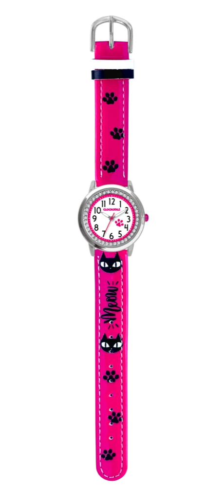 CLOCKODILE Náramkové růžové dívčí dětské hodinky KOČKY CWG5192 