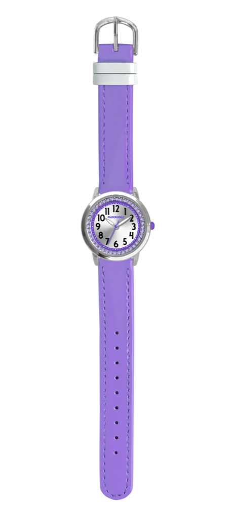 CLOCKODILE Náramkové fialové dívčí dětské hodinky s kamínky CWG5231 