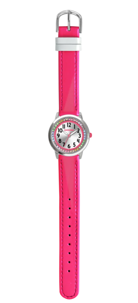 CLOCKODILE Náramkové tmavě růžové dívčí dětské hodinky s kamínky CWG5233