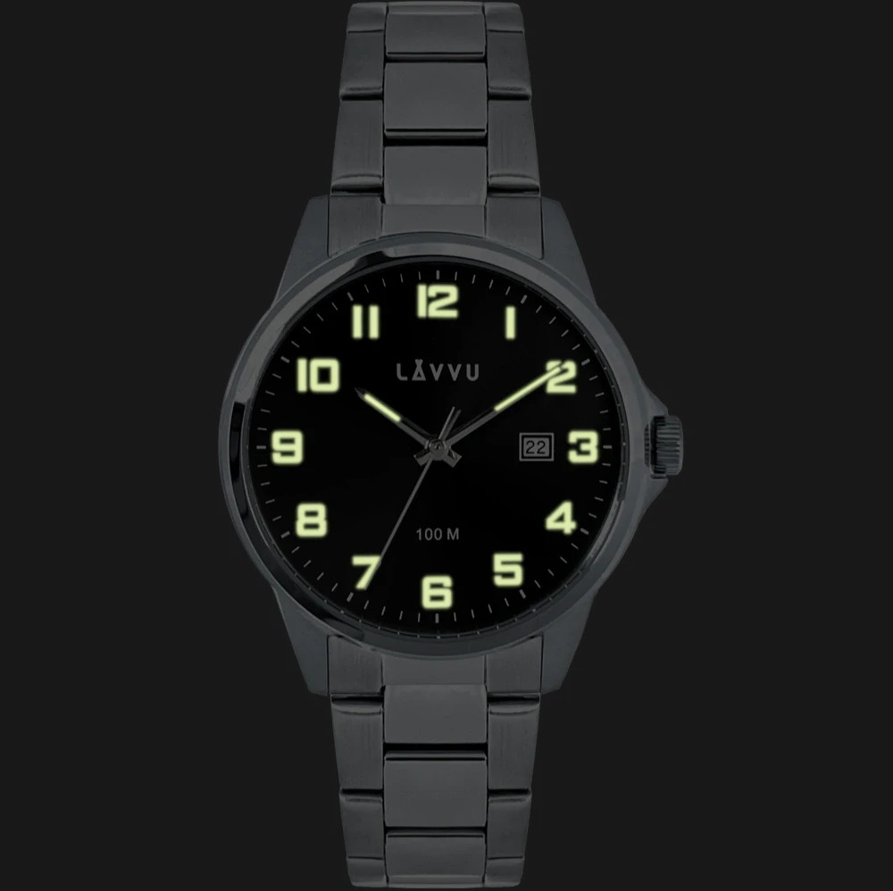 LAVVU Stylové náramkové pánské hodinky HAMRE Black 100M LWM0281
