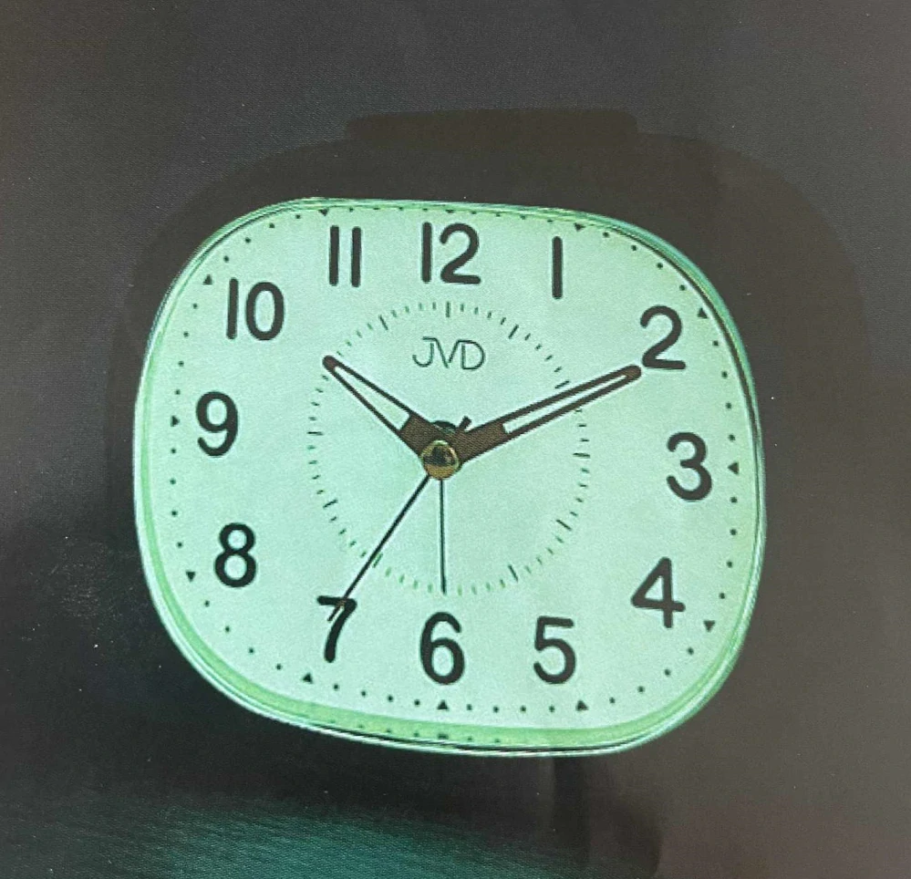 JVD Ručkový analogový netikající tichý budík JVD SRP8204.1 s luminiscenčním displejem