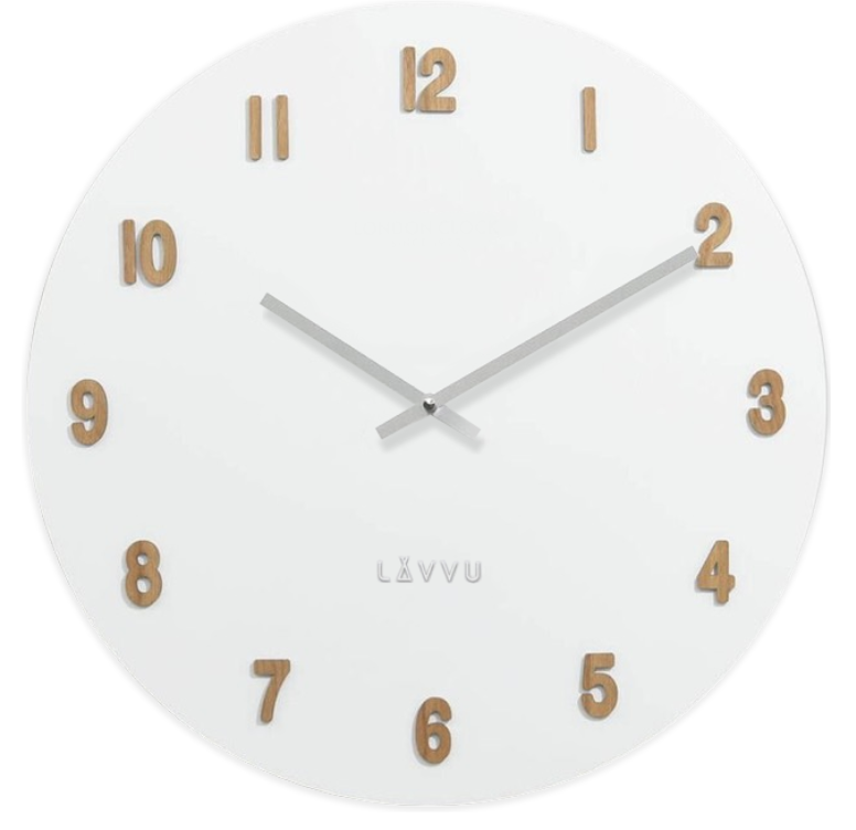 Velké bílé dřevěné hodiny LAVVU WHITE LCT4070