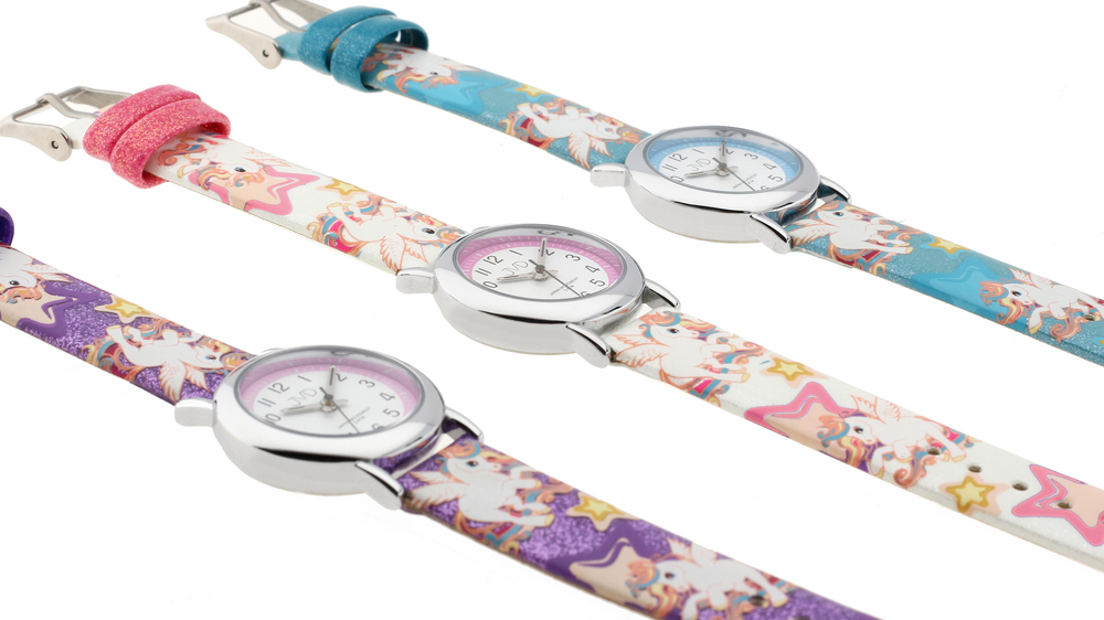 JVD Dětské růžové hodinky JVD J7179.8 s jednorožcem