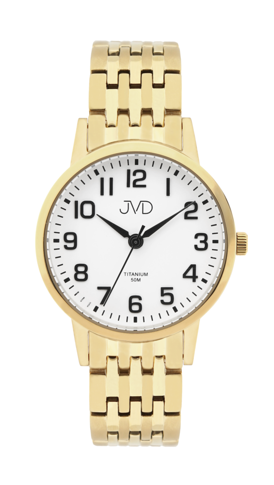 JVD Pánské náramkové zlacené  titanové antialergické hodinky JVD JE5001.3