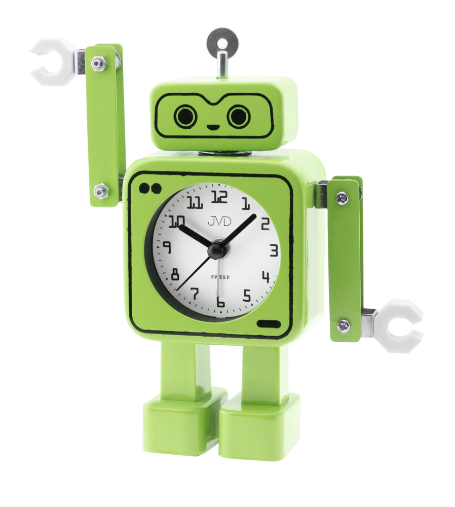 JVD Tichý zelený netikající dětský budík JVD ROBOT SRP2305.1