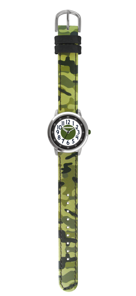 CLOCKODILE Svítící zelené dětské hodinky ARMY s maskáčovým vzorem CWB0031