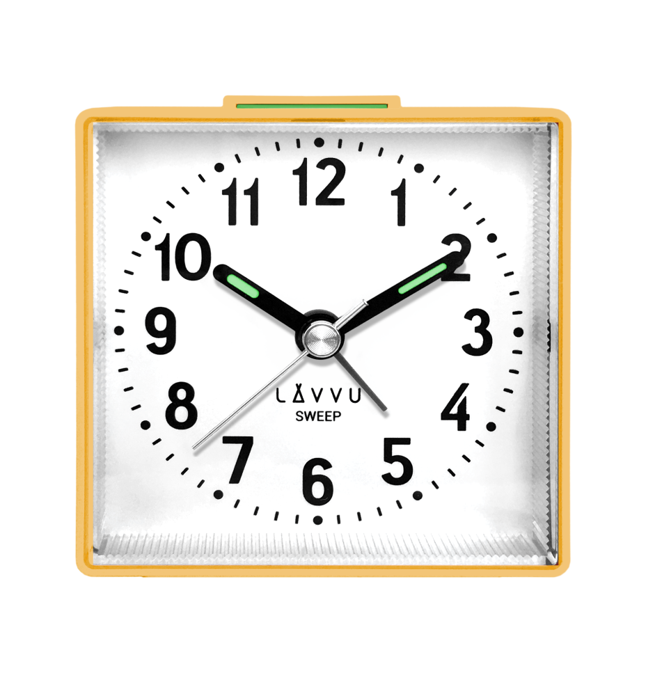 LAVVU Žlutý tichý budík SWEEP s plynulým chodem - 3 ROKY ZÁRUKA! LAS3015