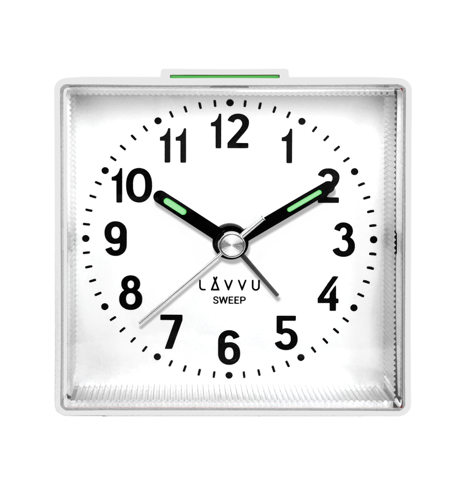 LAVVU Bílý budík SWEEP s plynulým chodem - 3 ROKY ZÁRUKA! LAS3016