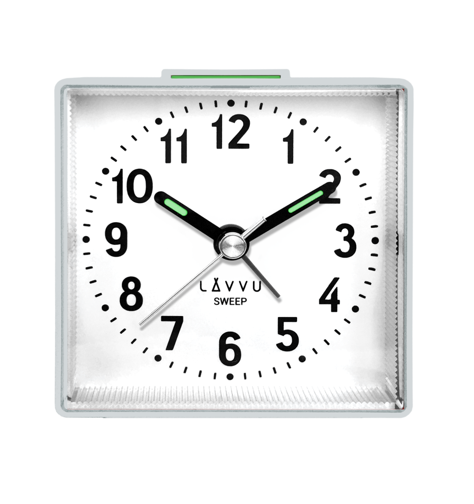 LAVVU Stříbřitě-modrý budík SWEEP s plynulým chodem - 3 ROKY ZÁRUKA!  LAS3017