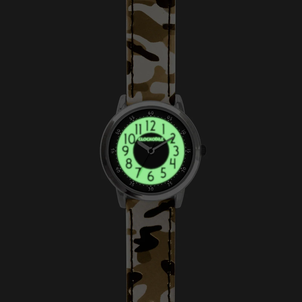 CLOCKODILE Svítící hnědé náramkové chlapecké dětské hodinky ARMY s maskáčovým vzorem CWB0035 