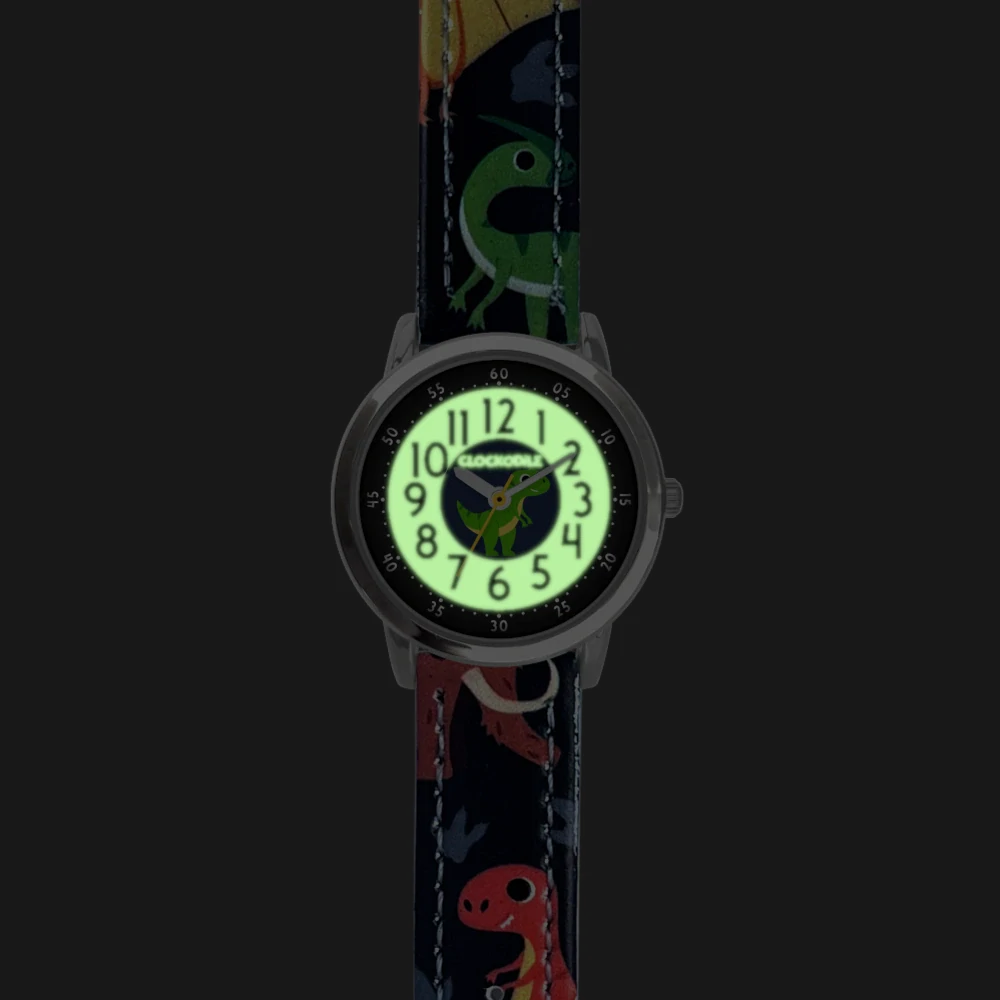 CLOCKODILE Dětské svítící modré chlapecké dětské hodinky DINOSAUŘI CWB0100