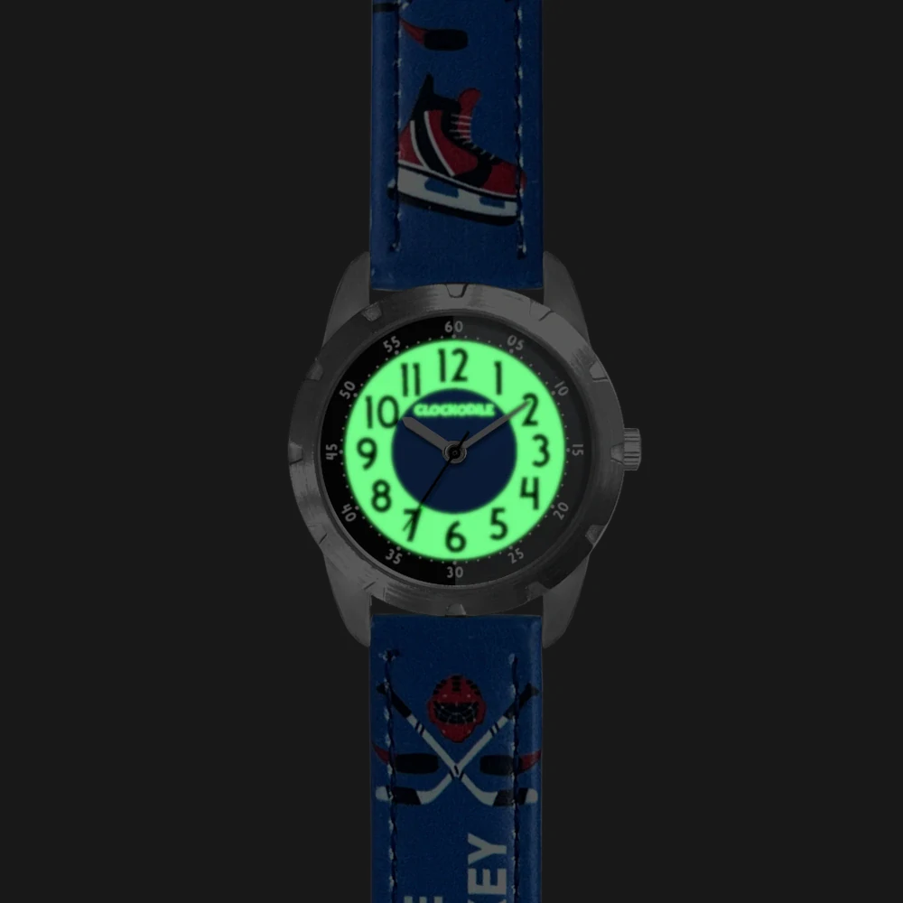 CLOCKODILE Dětské svítící modré chlapecké hodinky HOKEJ  CWB0111