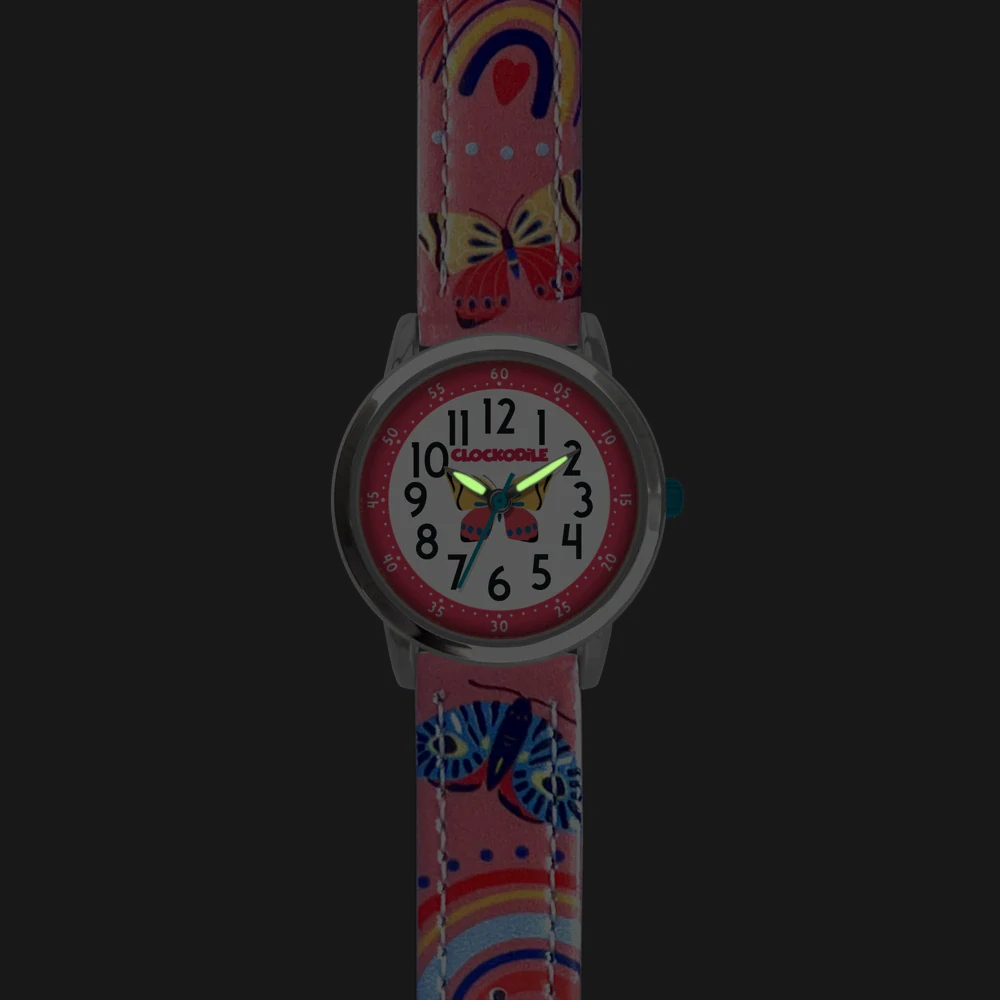 CLOCKODILE Dětské růžové dívčí dětské hodinky MOTÝL CWG5180