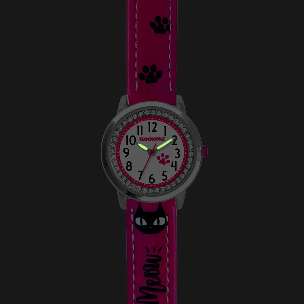 CLOCKODILE Náramkové růžové dívčí dětské hodinky KOČKY CWG5192 