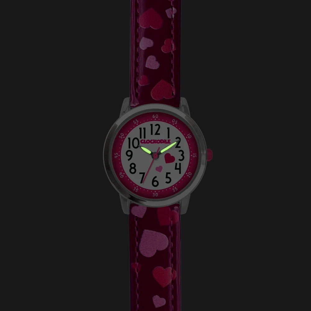 CLOCKODILE Náramkové růžové dívčí dětské hodinky SRDÍČKA CWG5212