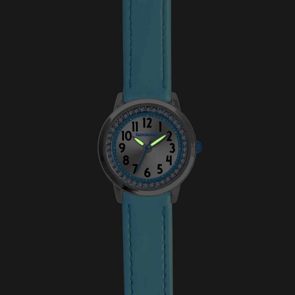 CLOCKODILE Náramkové tyrkysové dívčí dětské hodinky s kamínky CWG5230