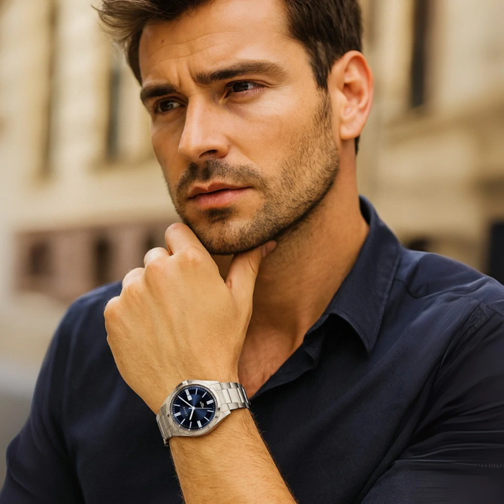 LAVVU Pánské náramkové hodinky se safírovým sklem HALLAND Dark Grey LWM0301