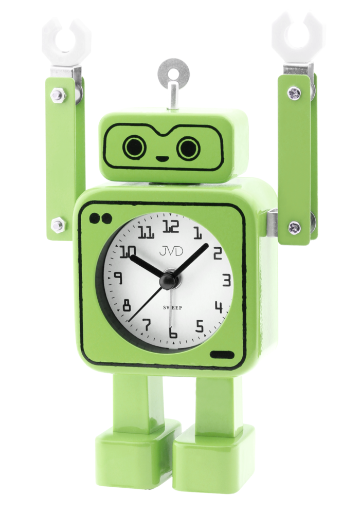 JVD Tichý zelený netikající dětský budík JVD ROBOT SRP2305.1