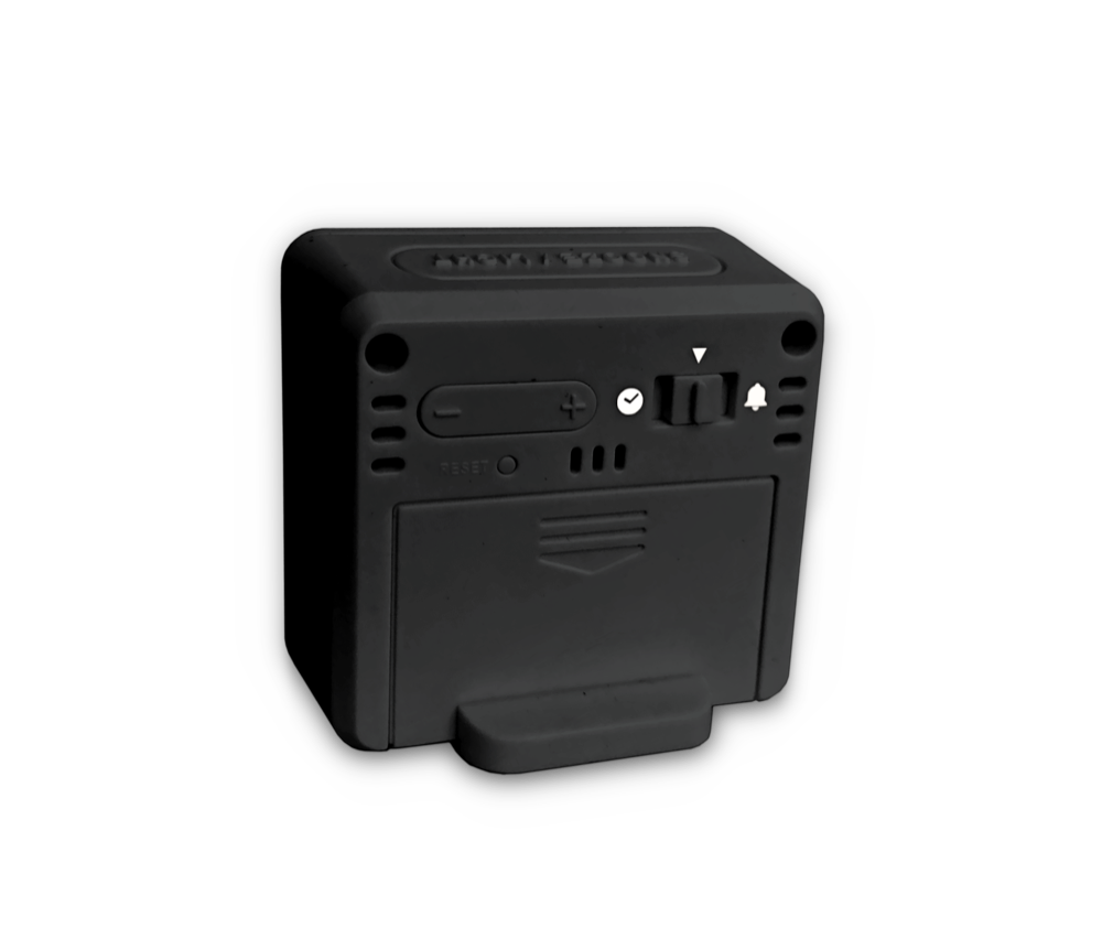 LAVVU Digitální černý budík řízený rádiovým signálem NORDLYS černý se světelným senzorem LAR0041