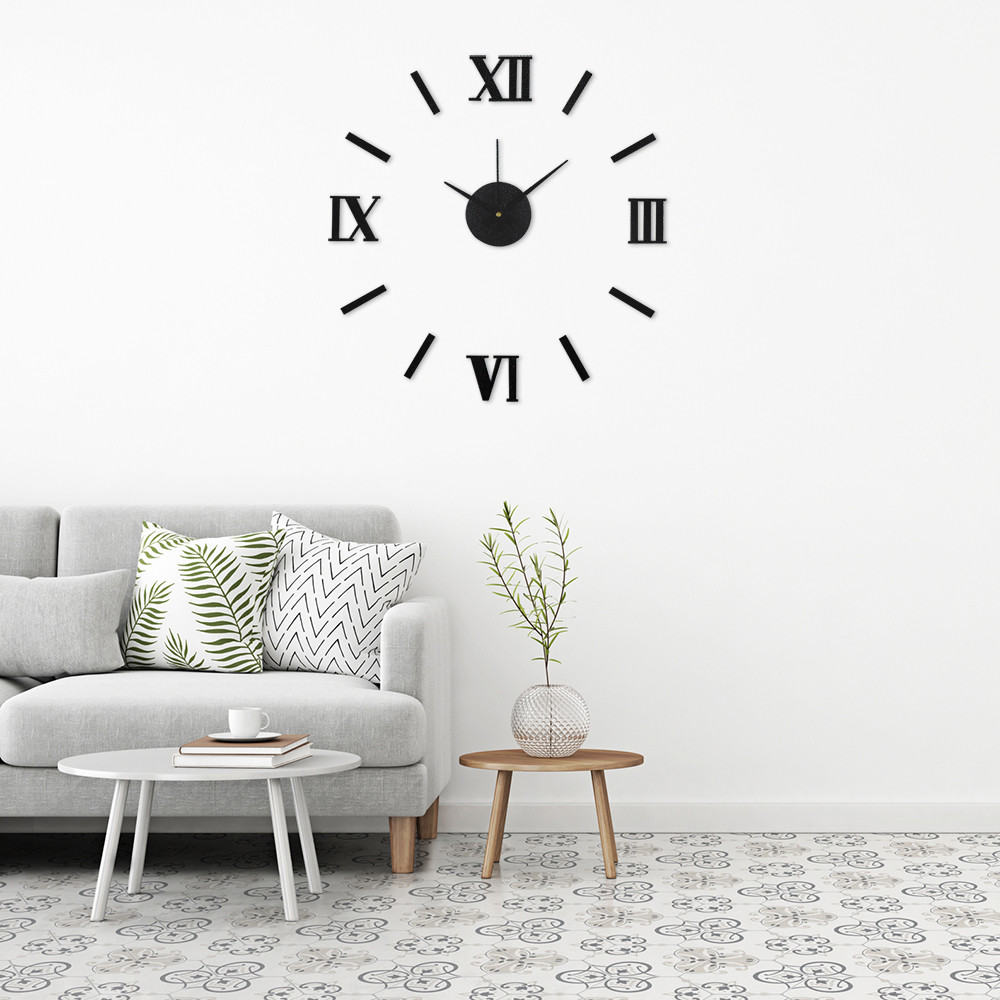 MPM Černé nalepovací nástěnné hodiny s římskými číslicemi  MPM E01.3511