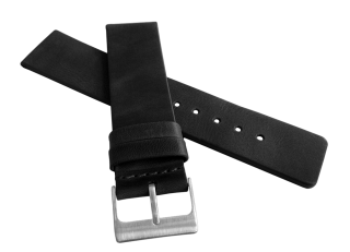 Černý hladký řemínek LAVVU PLAIN z luxusní kůže Top Grain - 24mm LSCUB24