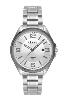 LAVVU Pánské náramkové hodinky se safírovým sklem HERNING Grey LWM0097