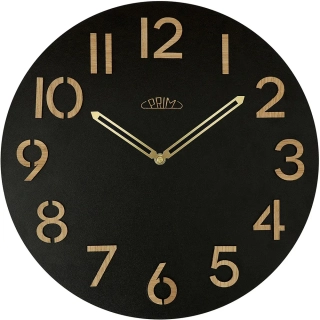 PRIM Dřevěné černé designové hodiny PRIM Combined Veneer E07P.4246.9051