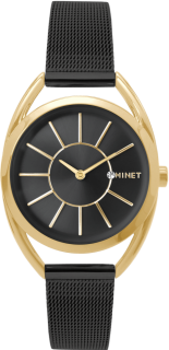 MINET Zlaté dámské hodinky ICON BLACK GOLD MESH MWL5221