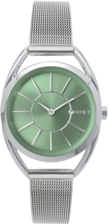 MINET Stříbrné dámské hodinky ICON GREEN MESH MWL5223 zelený číselník