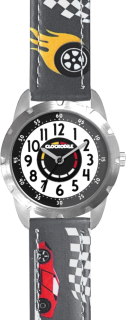 CLOCKODILE Dětské svítící šedé chlapecké hodinky ZÁVODNÍ AUTA CWB0121